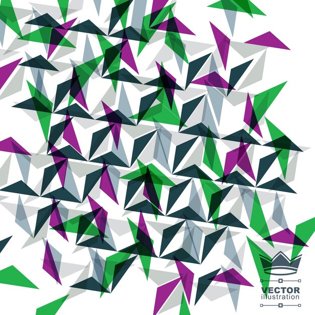 modern digital construction abstract dimensional background with geometric figures 3d illusive perspective facet covering eps10 vector complicated illustration op art backdrop