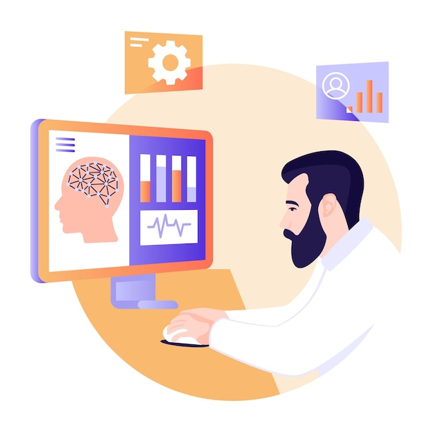 modern flat illustration of online course