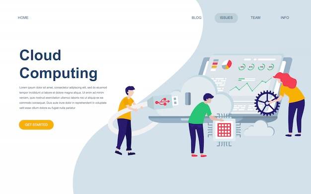 Modern flat web page design template of Cloud Technology