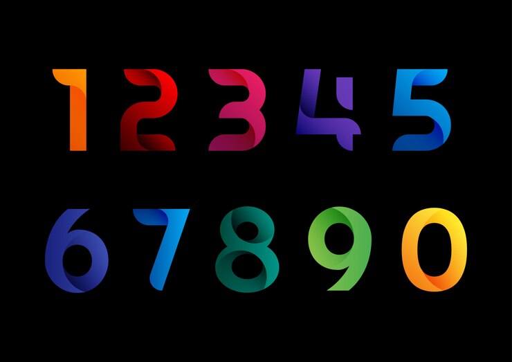 Vector modern fluid abstract numbers set