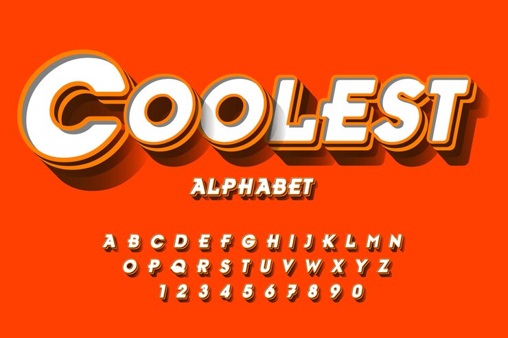 Vector modern font and number 