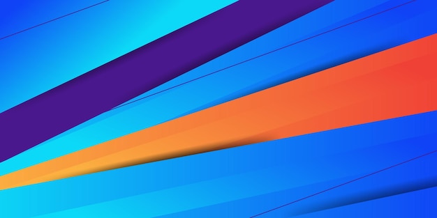 Modern Geometric Abstract on blue and orange background with rectangular paper cut pattern