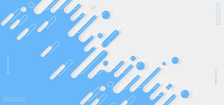 Modern geometric design with blue rounded lines and dots
