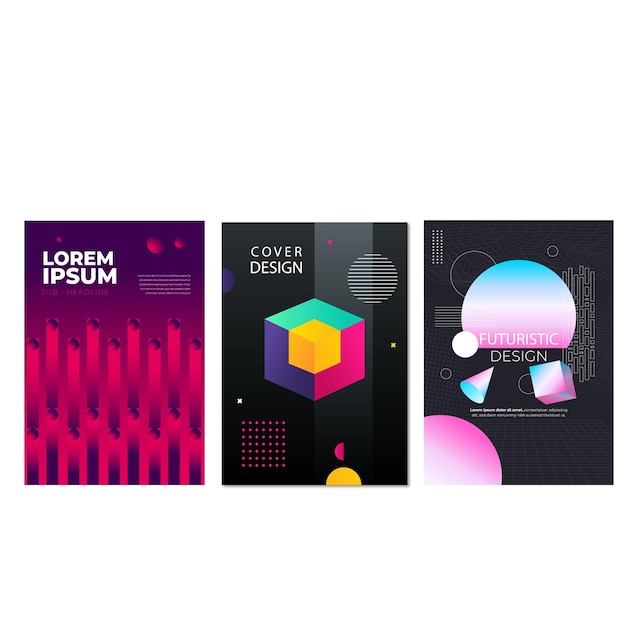 modern gradient poster background vector set minimalist style cover template with vibrant perspecti