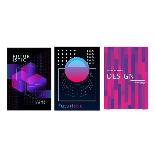 Modern gradient poster background vector set Minimalist style cover template with vibrant perspecti