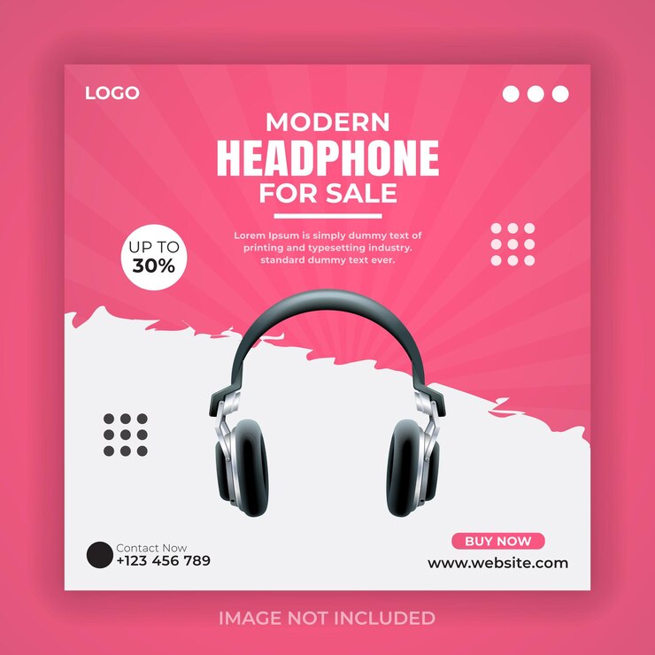 Vector modern headphone sale promotion for social media