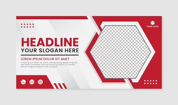 Vector modern hexagon abstract banner design template red and white background