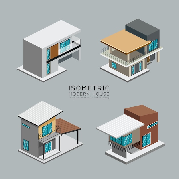 Modern house isometric collections.