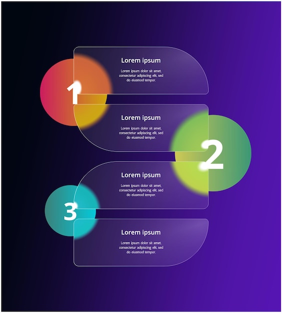 Modern infographic template with glass gradient bubbles and minimalist design elements Perfect for presentations business processes marketing strategies and data visualization