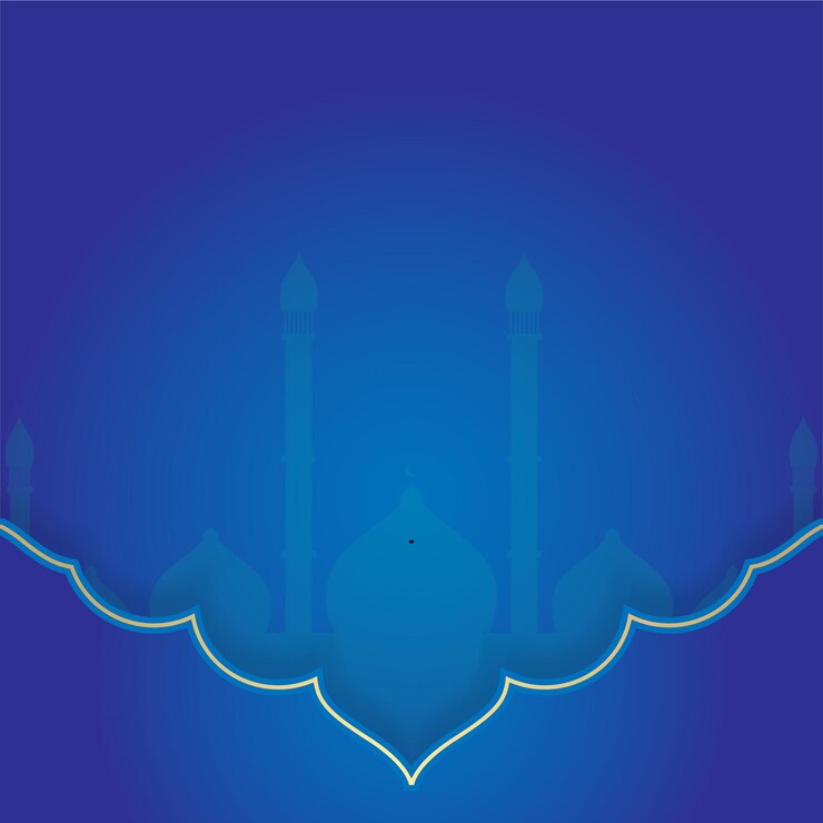 Modern Islamic background template combination of ornament with mosque illustration design blue texture designs to commemorate celebrations about Islam Ramadan and elegant greeting card