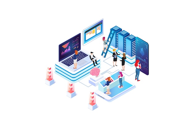 modern isometric data analysis illustration