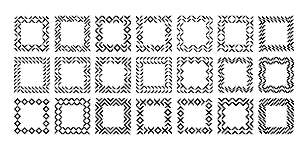 Modern line abstract ornament square border design set