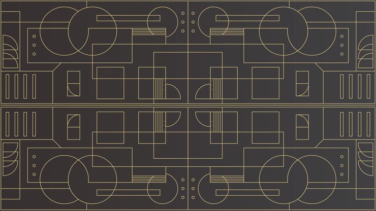 Modern Luxury Black Gold Art Deco Abstract Geometric Decorative Pattern Design Mandala Template