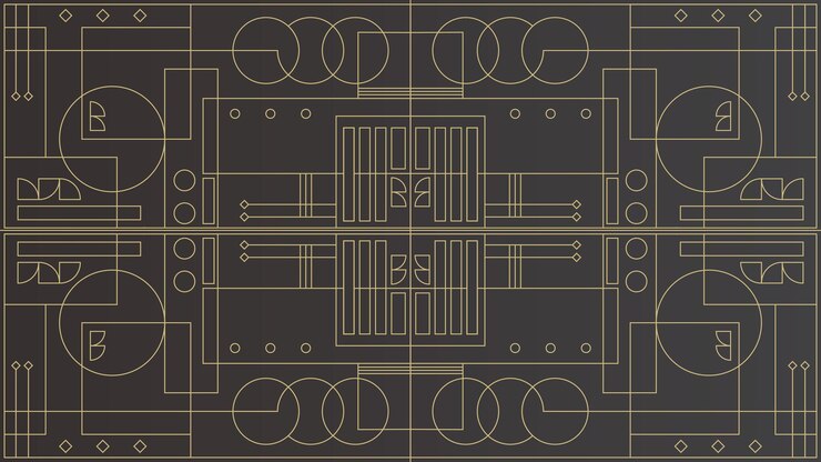 Modern Luxury Black Gold Art Deco Pattern Decorated Linear Geometric Wallpaper Design Background