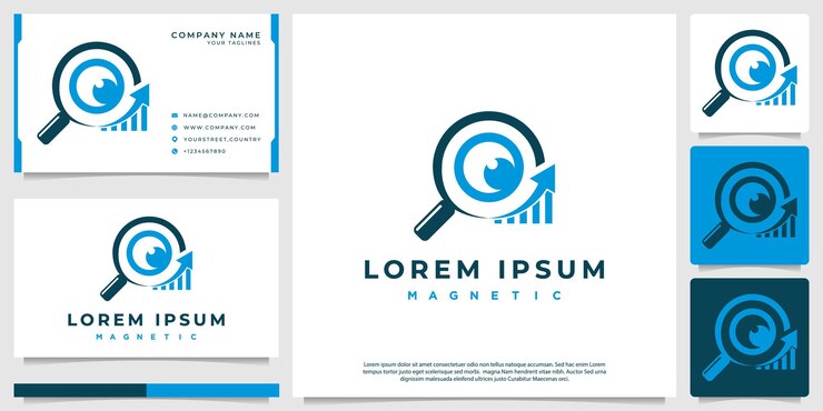 Modern magnifying glass vector logo