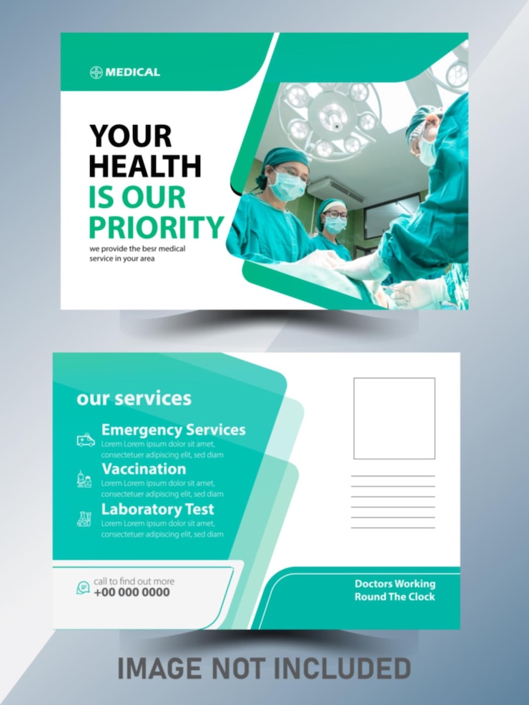 modern Medical postcard design Vector health care solution medical postcard template