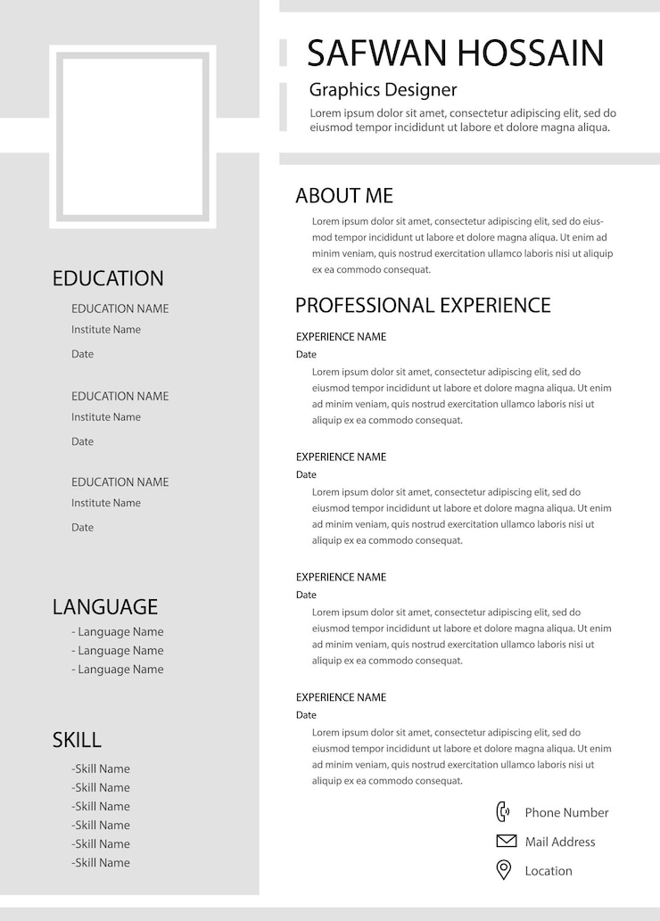Vector modern minimalist company interview cv resume template job business employment professional simple