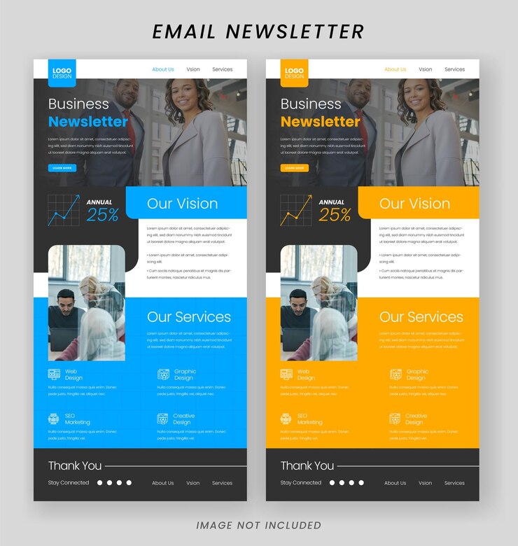 Vector modern newsletter email template design for business agency