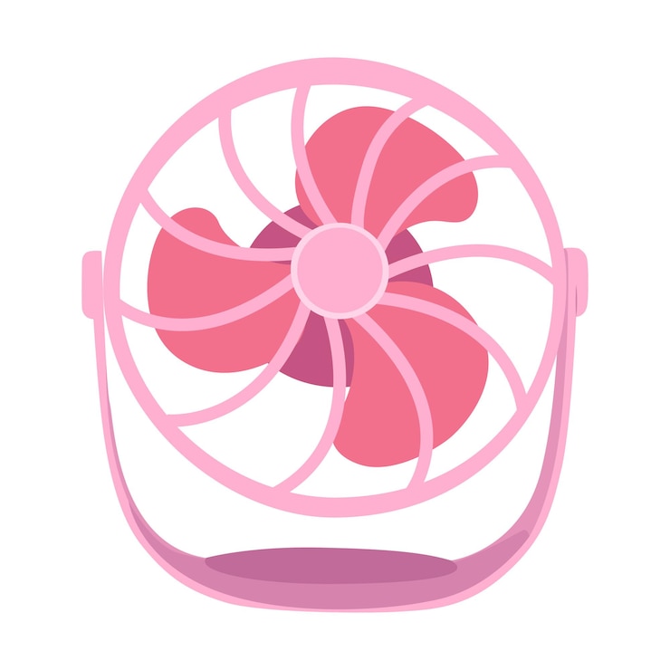 Vector modern pink table fan isolated on white background hand drawn flat vector fan