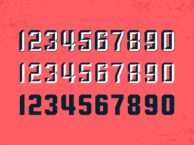 modern professional vector numbers in sport theme three variations