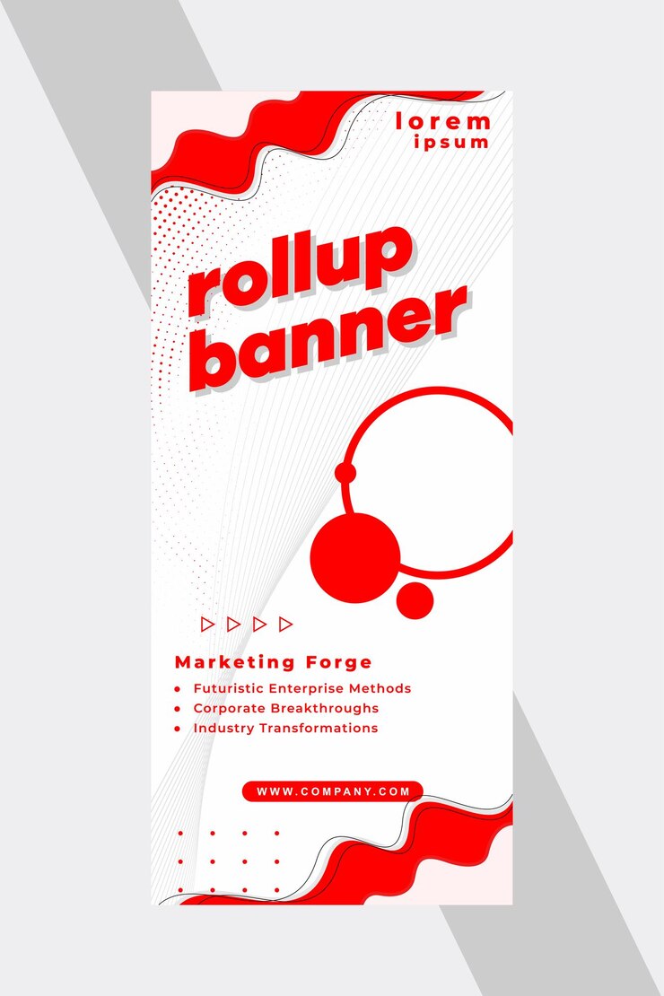 Vector modern roll up banner template in red and white color eps 10