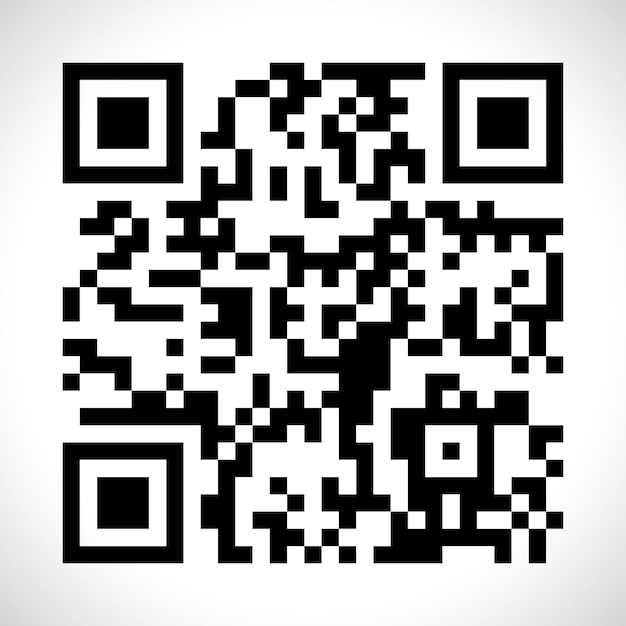 Modern square sample black QR Code icon on white background