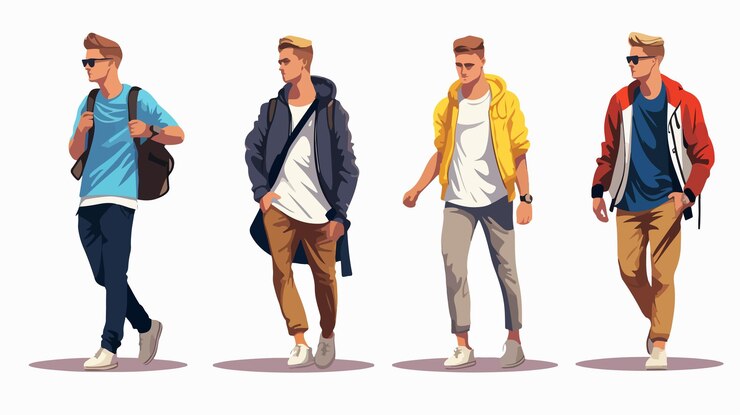 Vector modern street fashion men vector illustration design