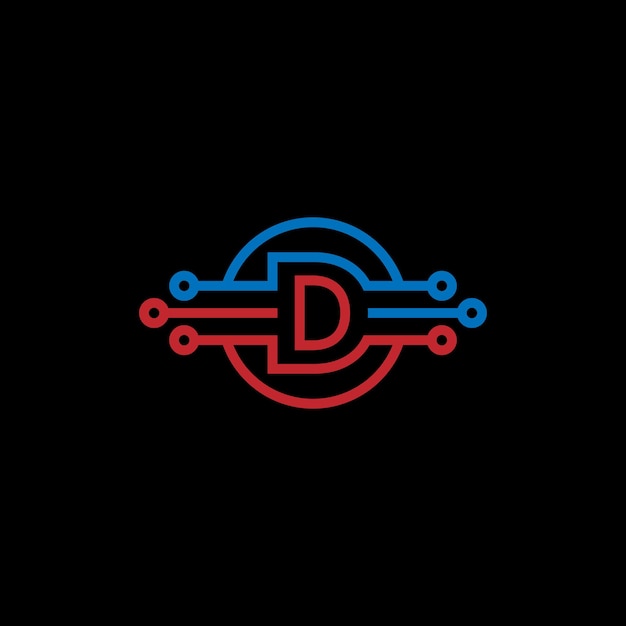 Modern Technology Logo Vector With Letter D