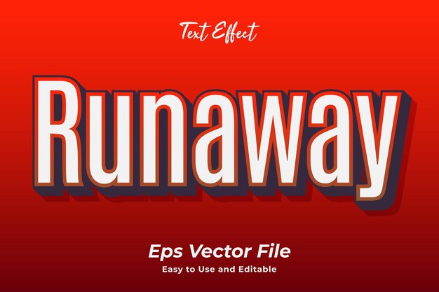 modern text effect runaway editable and easy to use premium vector
