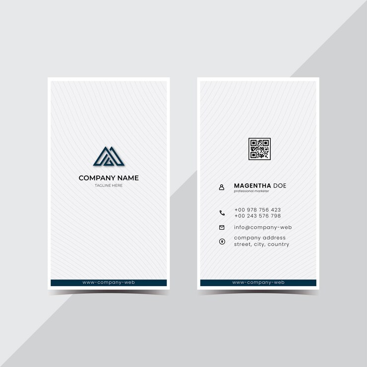 modern vertical business card template. Thin line style