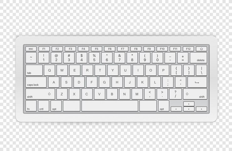 Vector modern wireless keyboard isolated on transparent background. top view