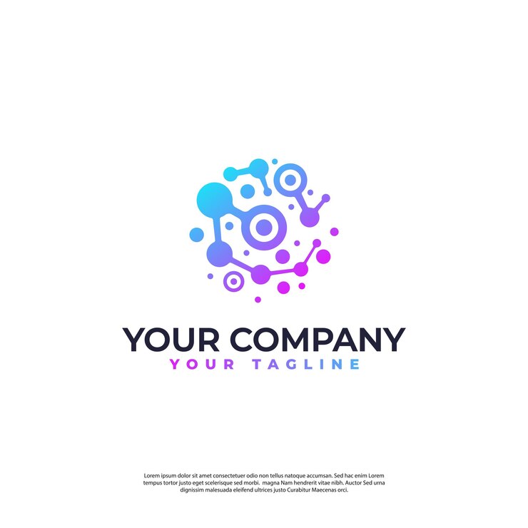 Molecular illustration of the concept of a logo with an abstract minimalist modern style
