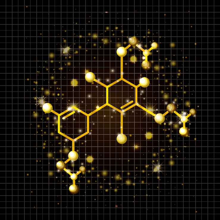 Vector molecule structure golden icon vector illustration design