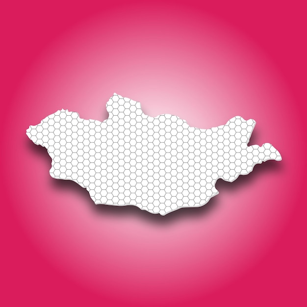 Mongolia map vector design in 3d style polygon pattern with gradient background