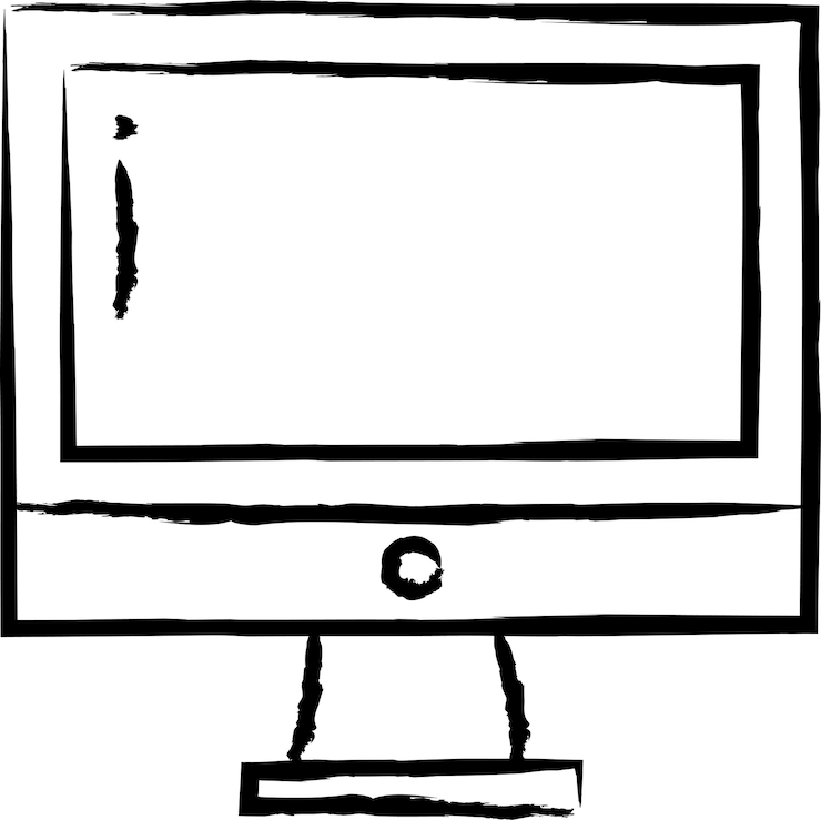 Vector monitor hand drawn vector illustration