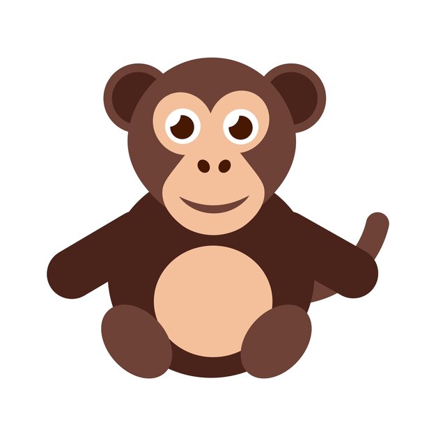 Monkey flat illustration Cute chimpanzee illustration