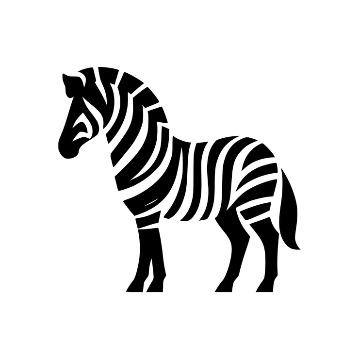 Monochromatic Majesty Zebra Vector Illustration in Bold Black and White Stripes