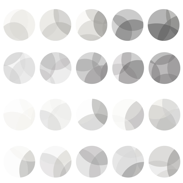 monochrome circles button icons neutral colors design elements each isolated on white background