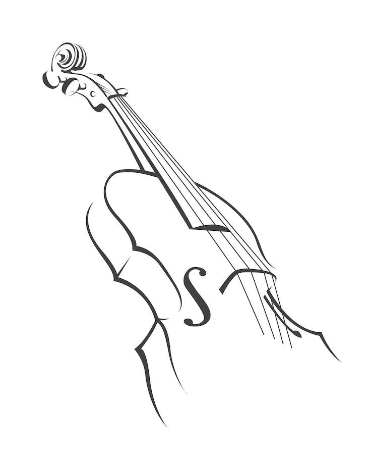 Vector monochrome illustration of violin