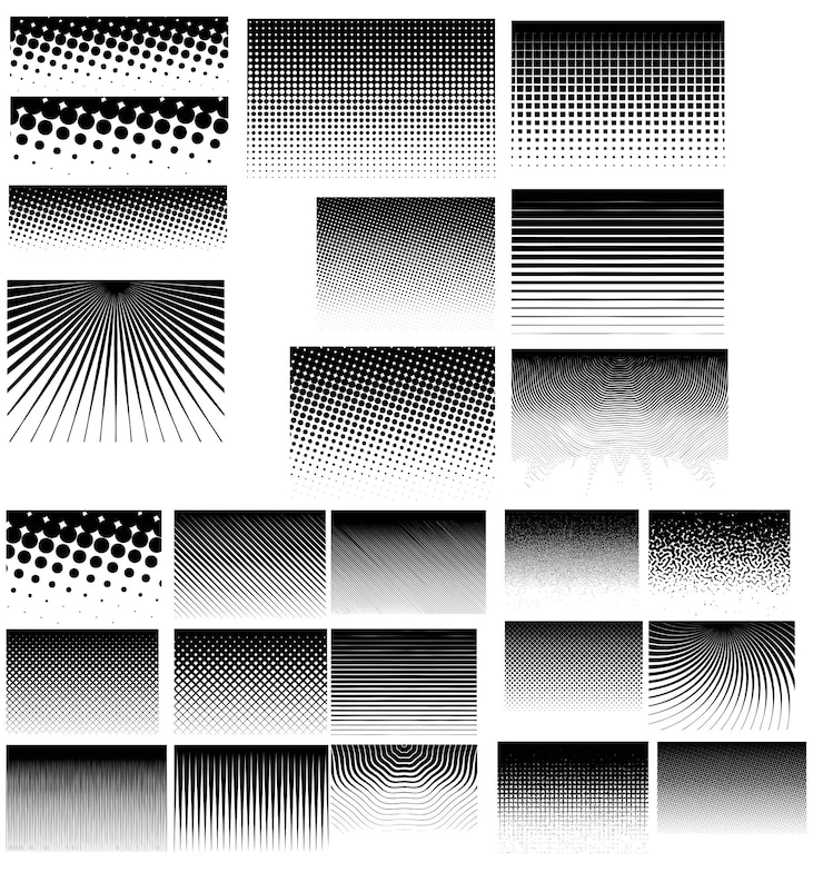 monochrome pattern illustrator vector design set