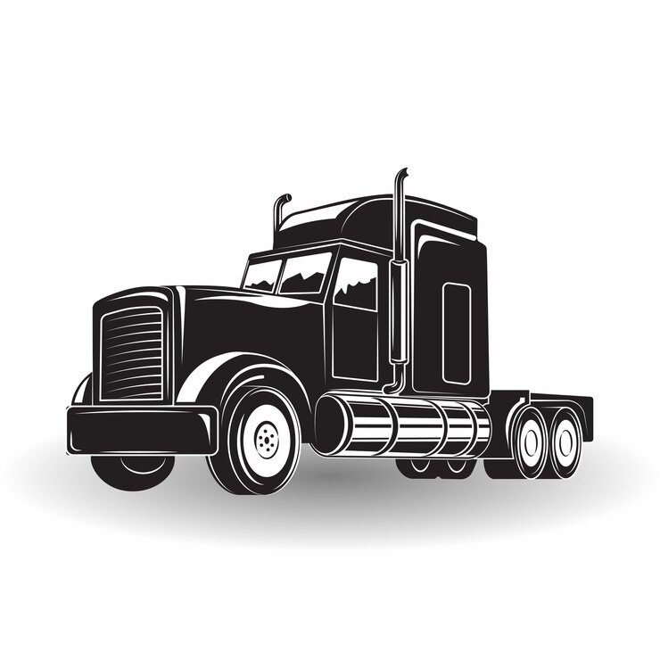 Monochrome truck icon isolated on white background with shadow vector