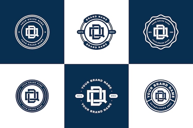 monogram collection letter dq or qd with interlock style, badge design for brand, clothing, apparel