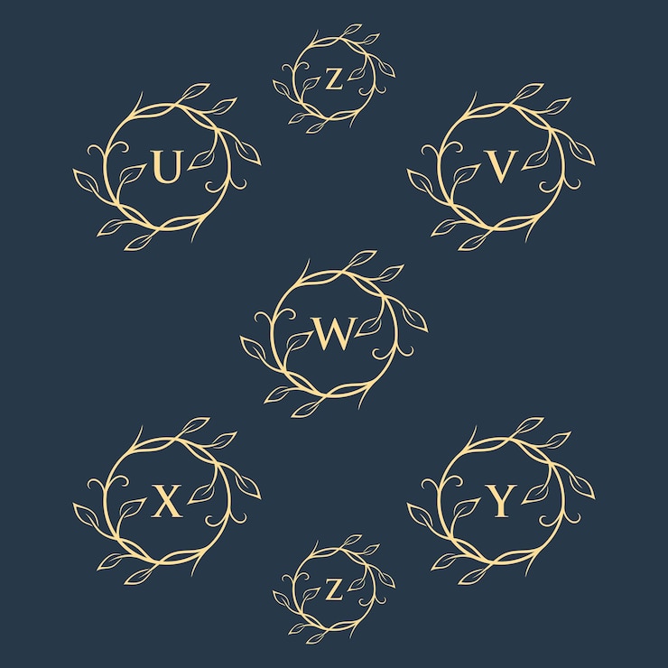 Vector monogram lingkaran vintage terisolasimonogram mewah emas lingkaran emas bunga emas