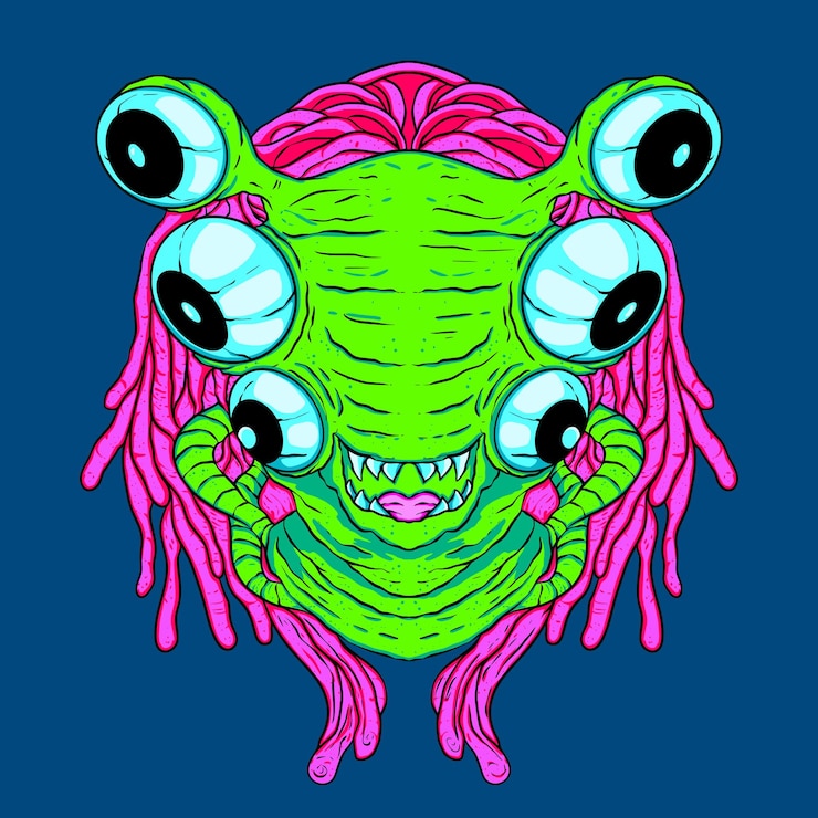 Vector monster illustration halloween art work killer eye