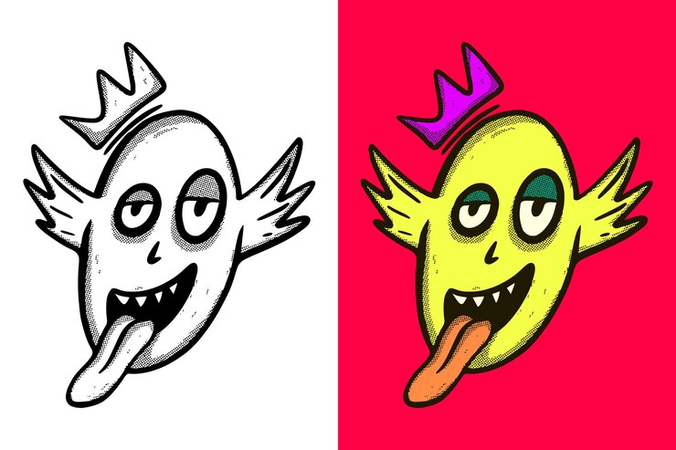 Vector monster lucu digambar tangan gaya kartun vintage vektor gratis