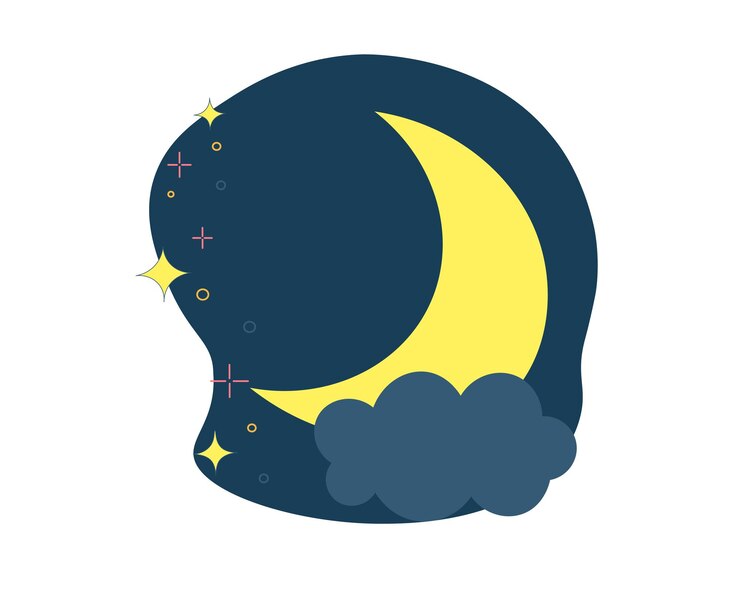 Moon behind the cloud with stars