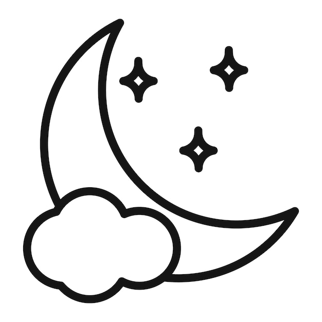 moon outline icon mark in filled style