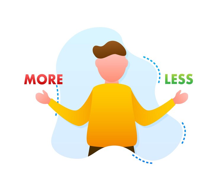 Vector more and less balance on the scale balance on scale business concept vector illustration