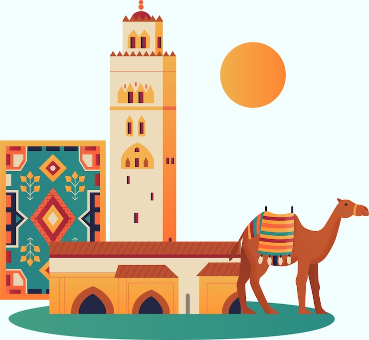 Vector moroccan culture collection traditional food landmarks clothing amp ornaments illustration set