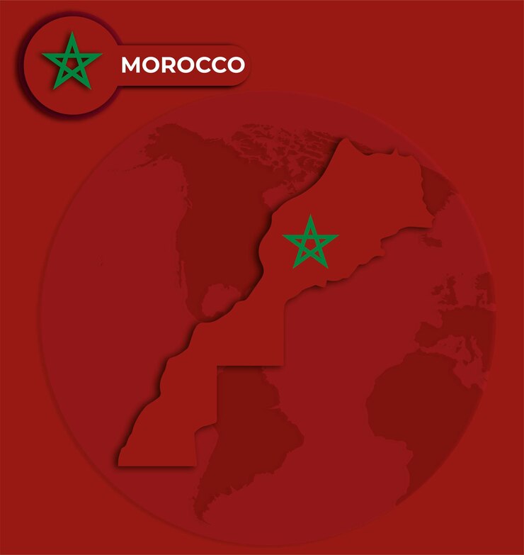 Morocco Location on World Map Concept of Geography Travel and African Country
